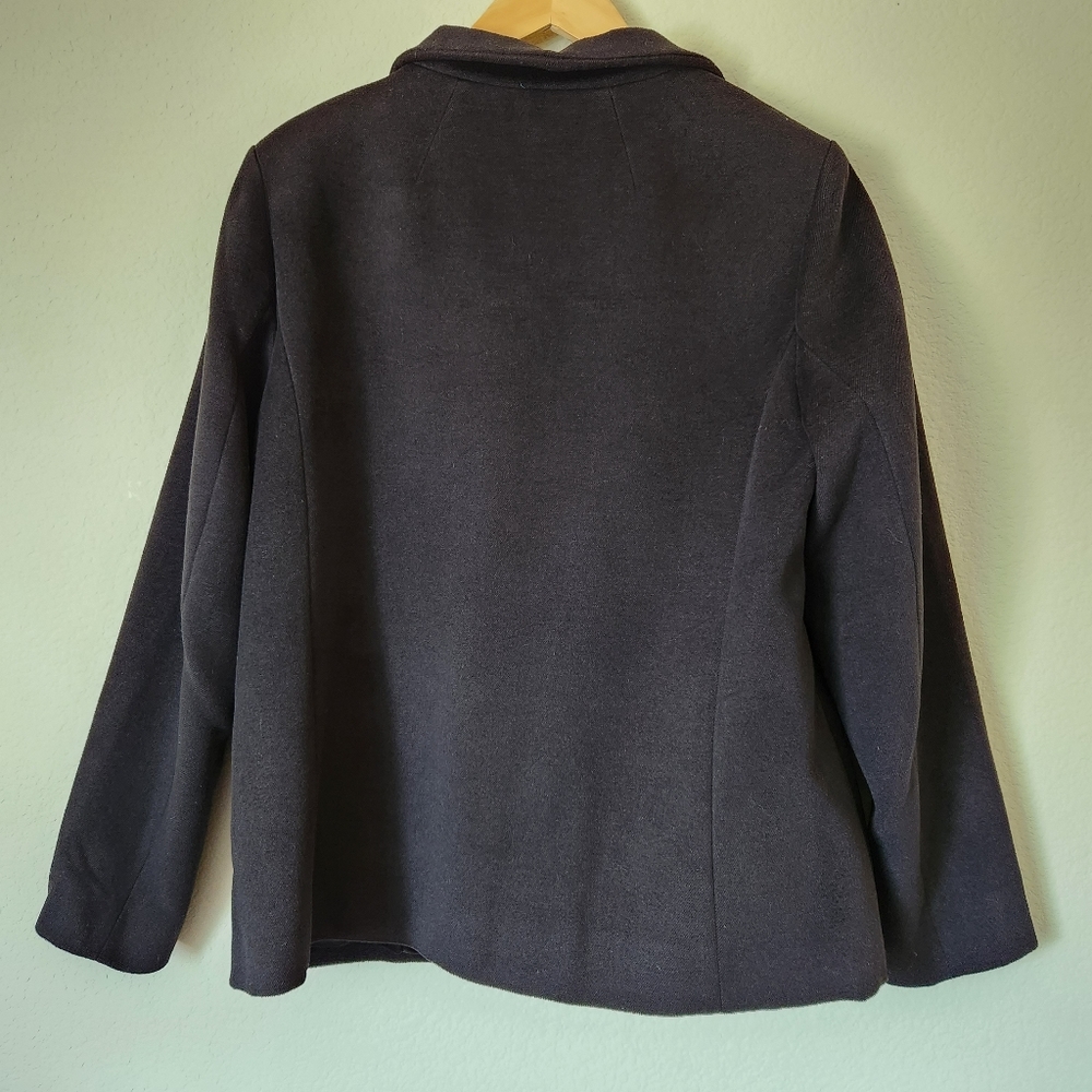 Lands' End Fully Lined Black Jacket/Coat with Concealed Buttons, Size 14 - Picture 2 of 6